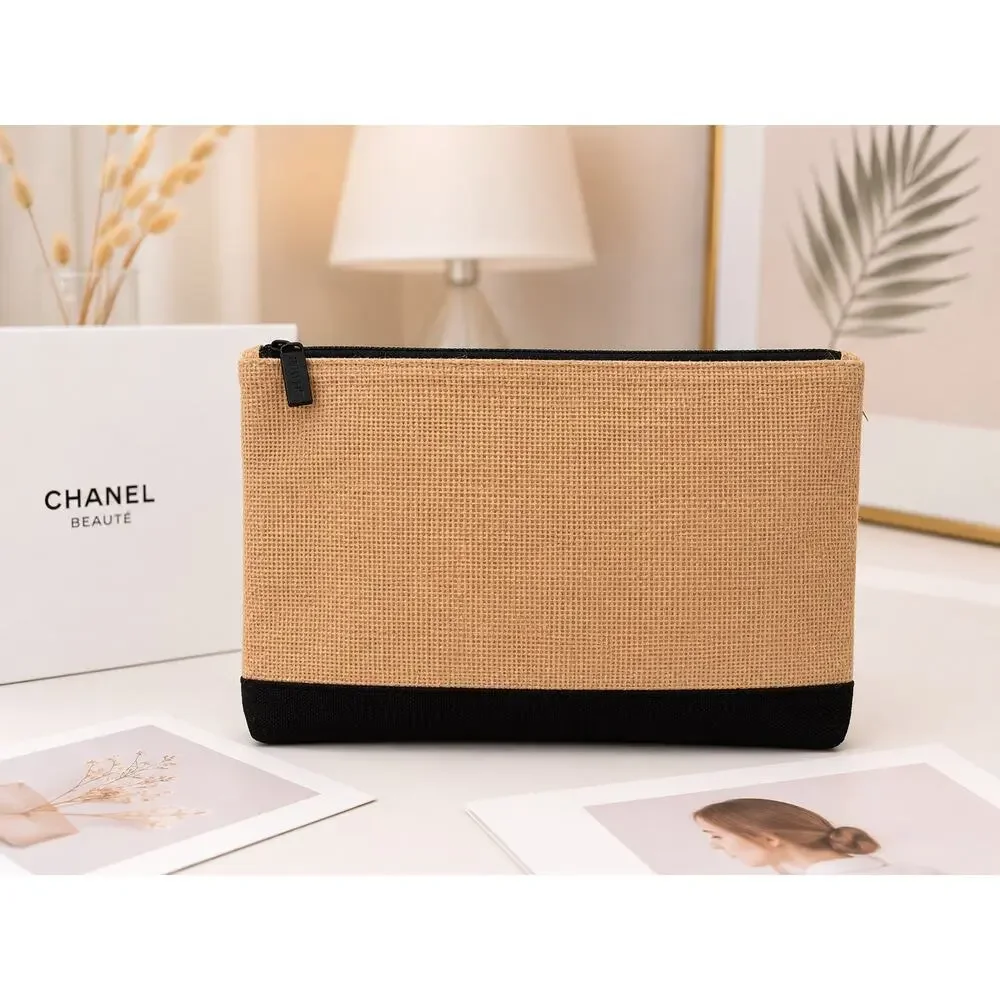 Rare Chanel GWP Linen Cosmetic Pouch – Large Beauty & Travel Organizer